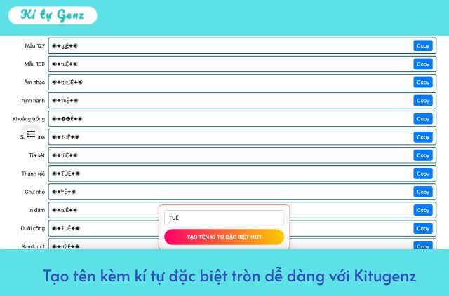 công cụ tạo tên kí tự