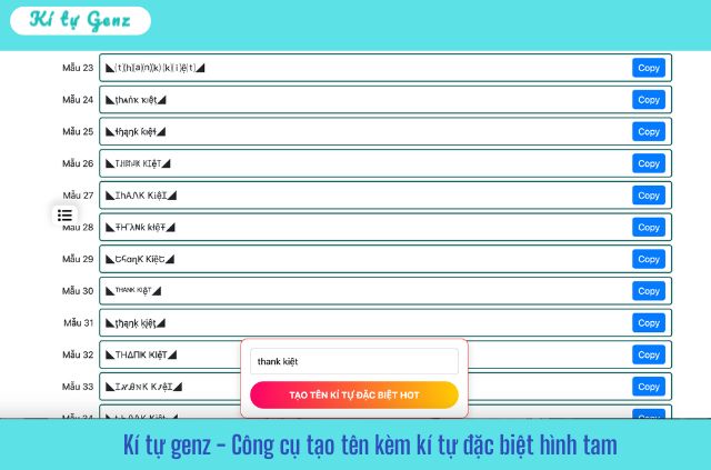 công cụ tạo tên kí tự đặc biệt hình tam giác