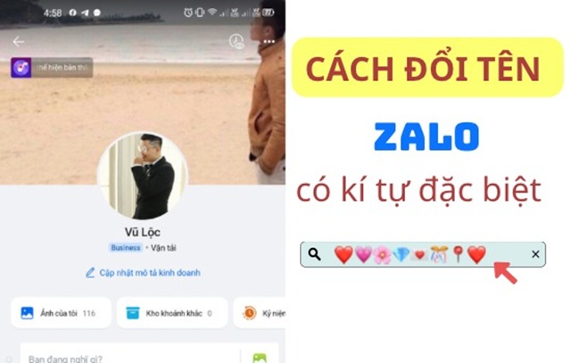 Cách đổi tên Zalo có kí tự đặc biệt