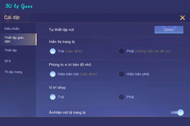 cách chỉnh nút điều khiển trong liên quân