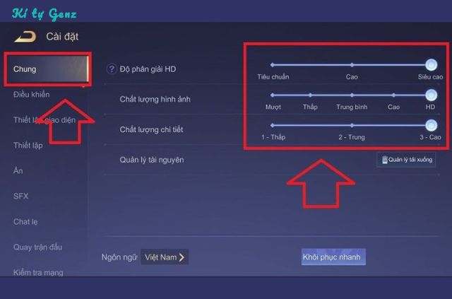 hướng dẫn chỉnh đồ họa liên quân