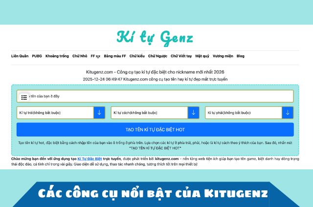 công cụ nổi bật kí tự genz