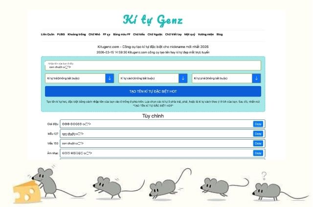 Công cụ tạo tên kí tự chuột Kí Tự Genz