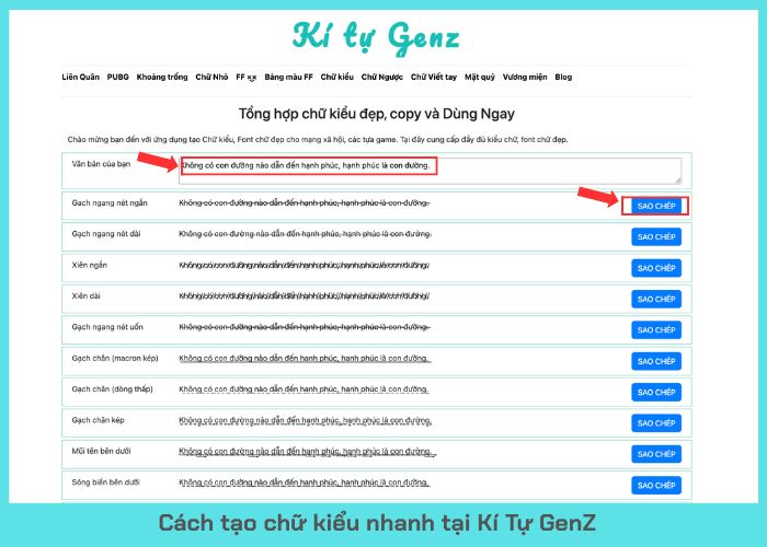 Hướng dẫn tạo kiểu chữ đẹp tại Kí Tự Genz